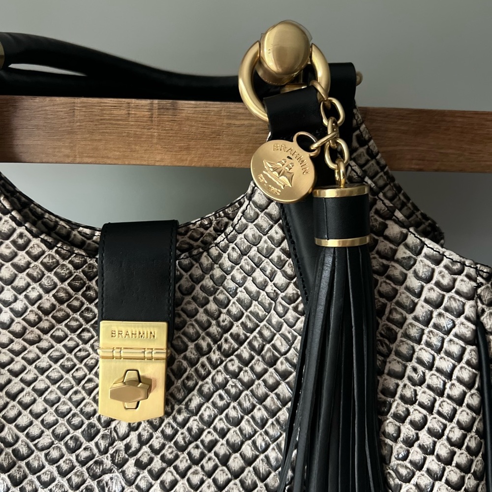 Brahmin Elisa Snake Print Hobo Shoulder Bag - Picture 4 of 10